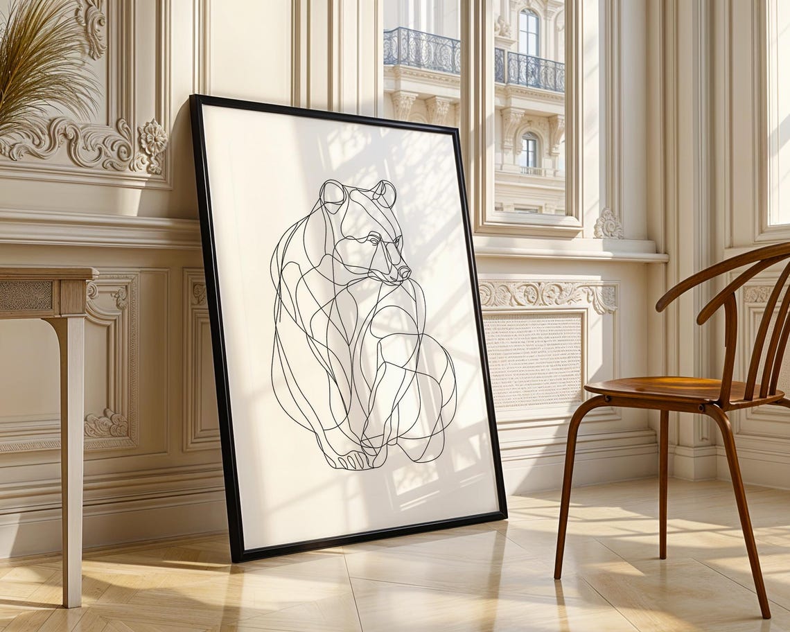 Bear Continuous Single Line Drawing Minimalist Wildlife Animal Poster - Image 4