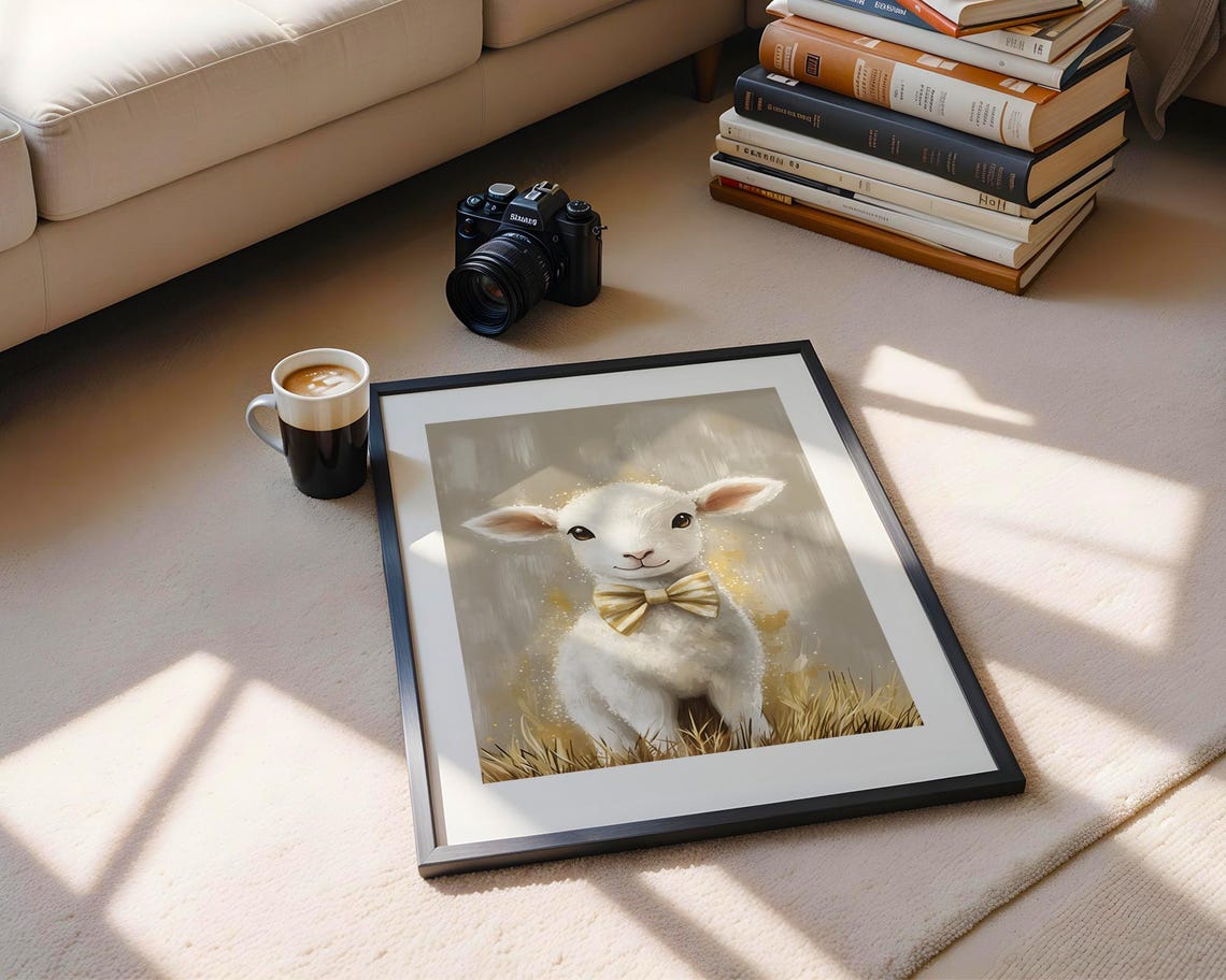 Cute Lamb Bow Tie Nursery Baby Room Decor Art Trendy Wall Prints Print Poster Gift - Image 4