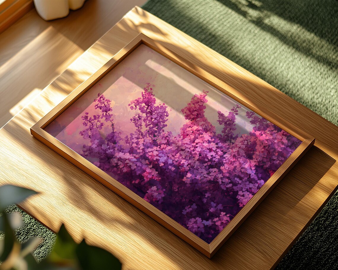 Dreamy Pink Lilac Bush Blossom Sunset Soft Floral Art Poster - Image 2