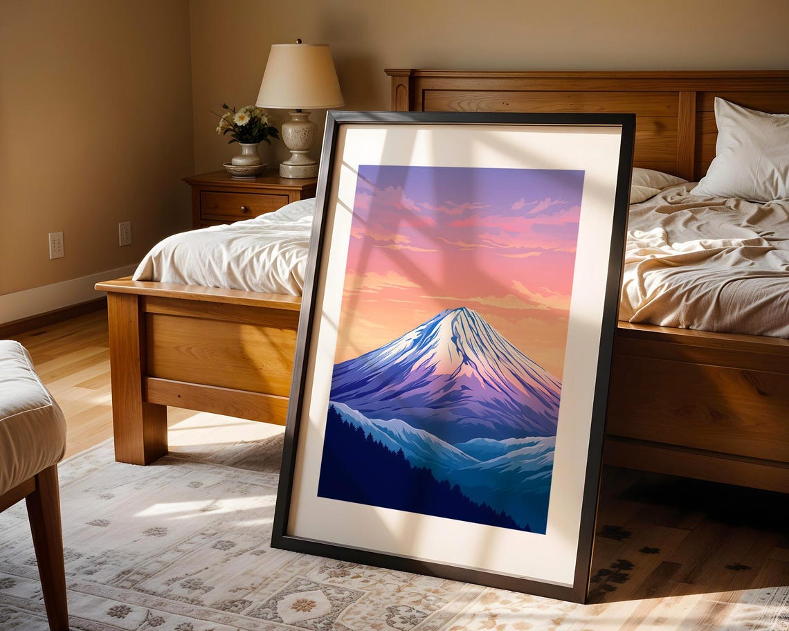Mount Fuji Sunset Gradient Illustration Japan Travel Art Poster - Image 4