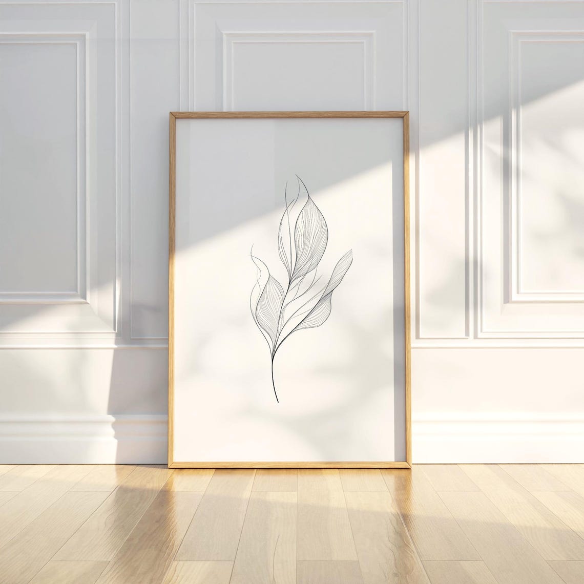Abstract Feather Fine Line Sketch Minimalist Botanical Poster