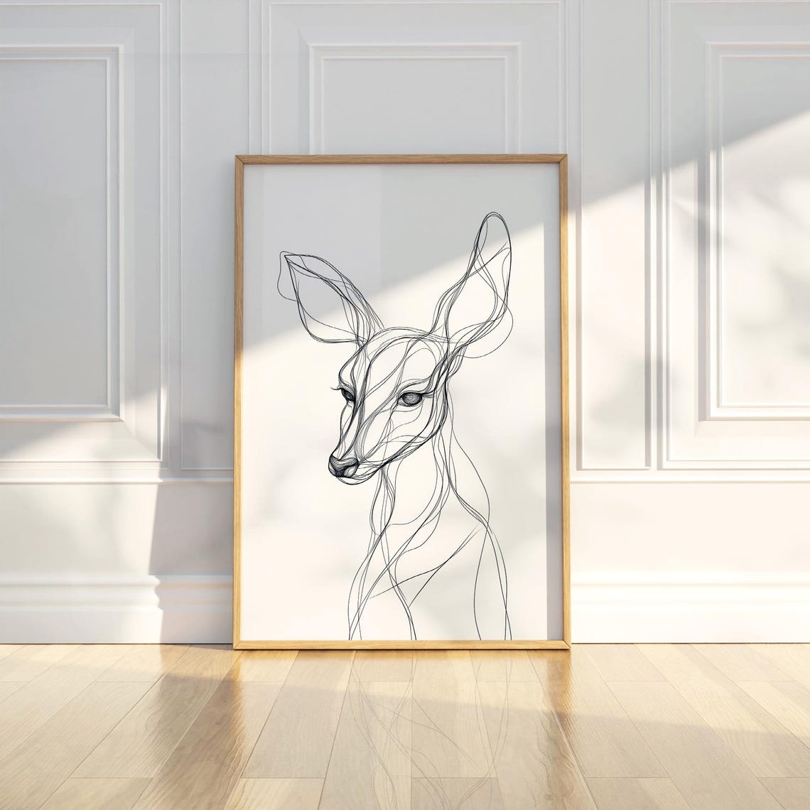 Stylish Kangaroo Head Minimalist Line Art Wildlife Drawing Poster