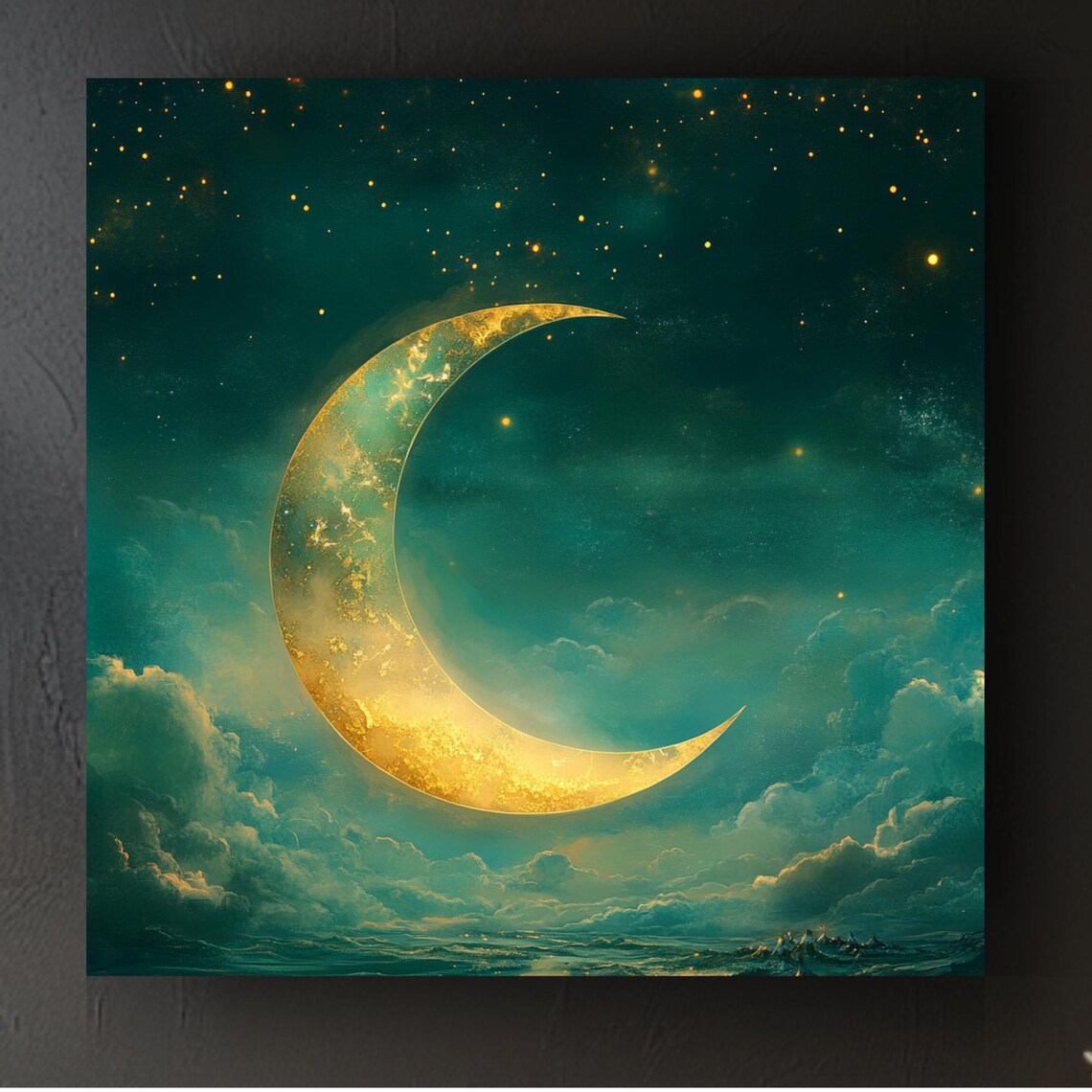 Celestial Crescent Moon - Dreamy Night Sky Art Print