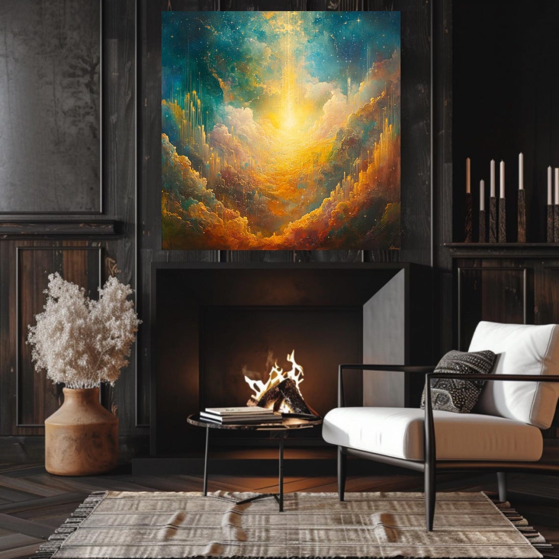 Celestial Golden City of Light Ascension Cloudscape Art Poster - Image 3