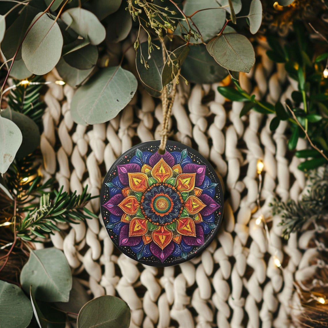 Colorful Mandala Round Art Print Ornament Double Sided Boho Decor - Image 4