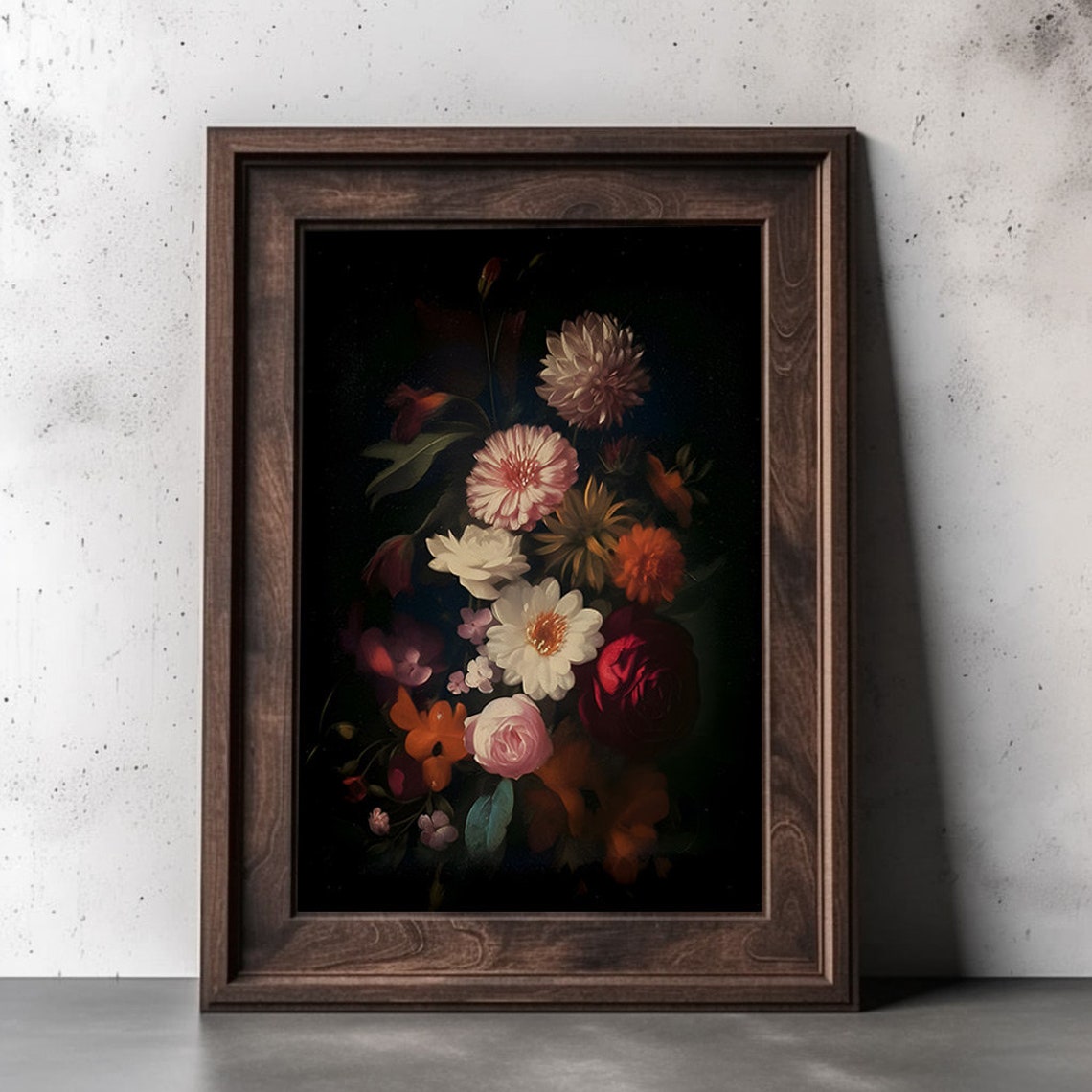 Dark Flower Painting Moody Vintage Botanical Print Antique Floral Wall Art Stil Life Oil Painting Art Print - Image 2