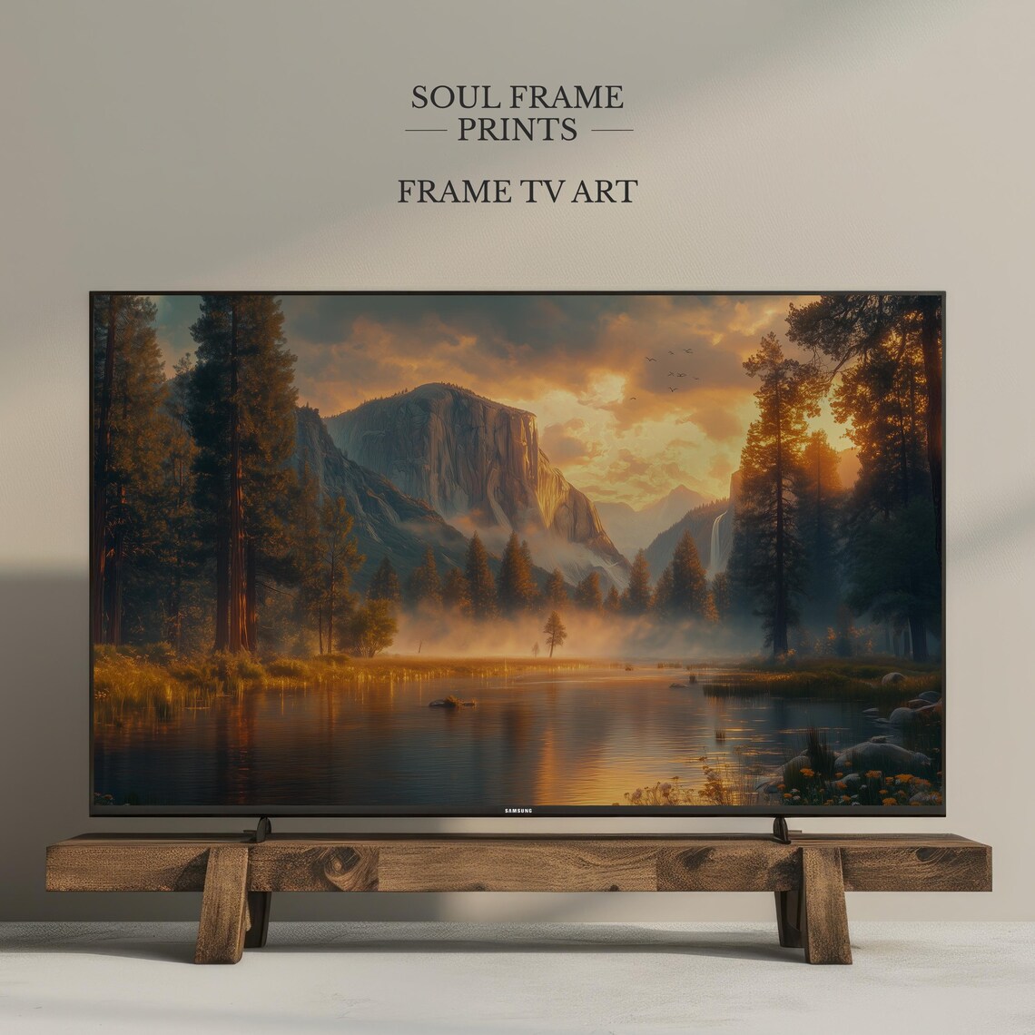 Yosemite Valley El Capitan Sunrise Mist Lake Frame TV Art Poster