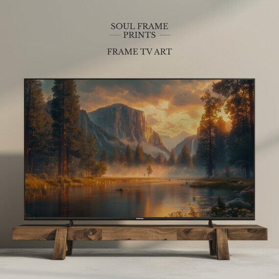 Yosemite Valley El Capitan Sunrise Mist Lake Frame TV Art Poster
