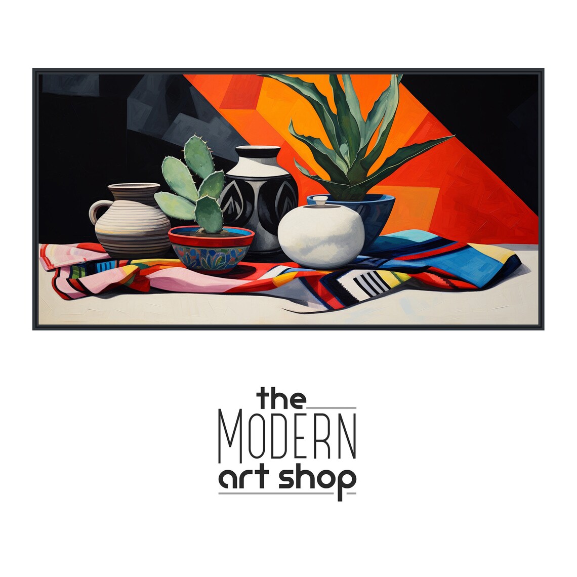 Southwestern Still Life, Agave Cactus and Pottery Art Print - Image 4