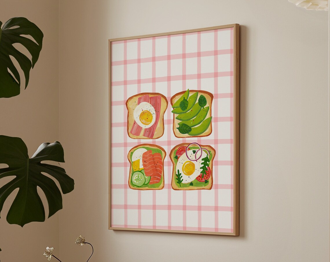 Toast Breakfast Print, Trendy Minimalist Kitchen Art