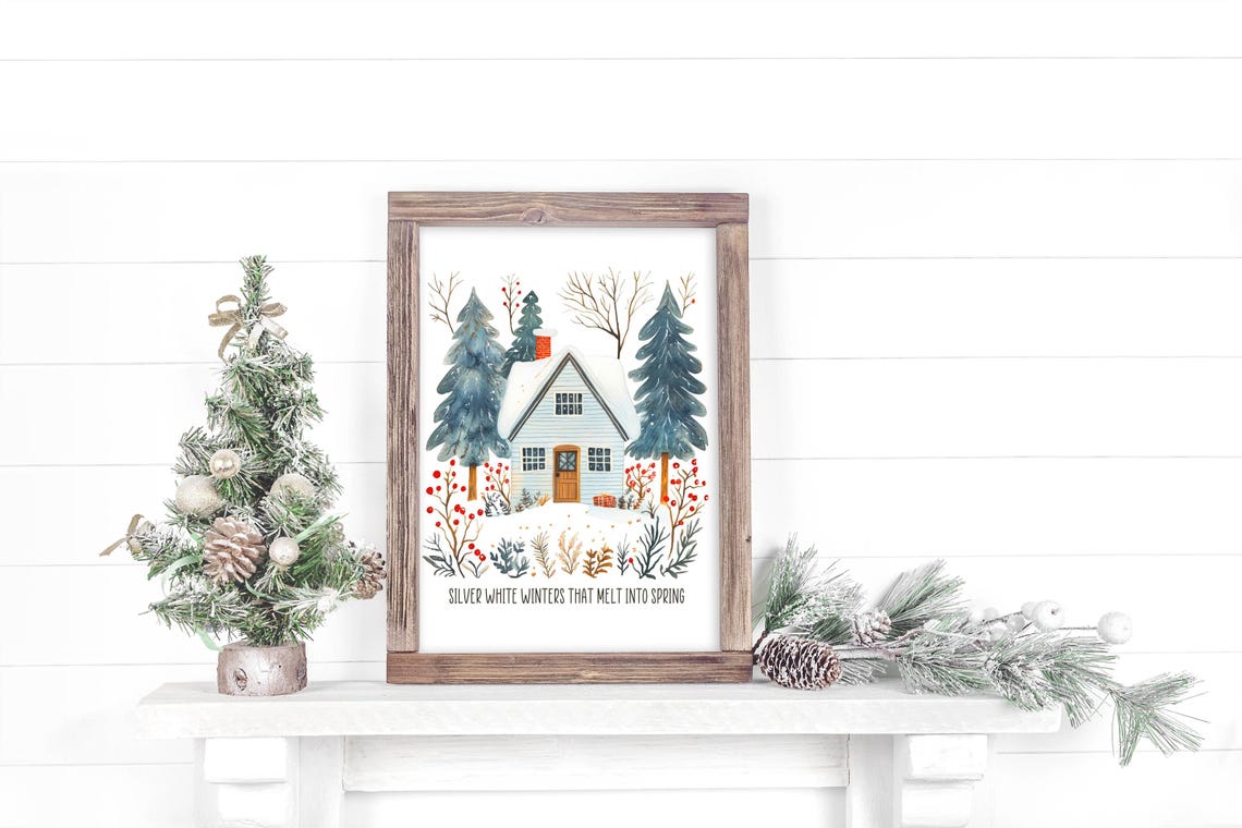 Silver White Winters That Melt Into Spring Cottage Quote Poster - Image 8