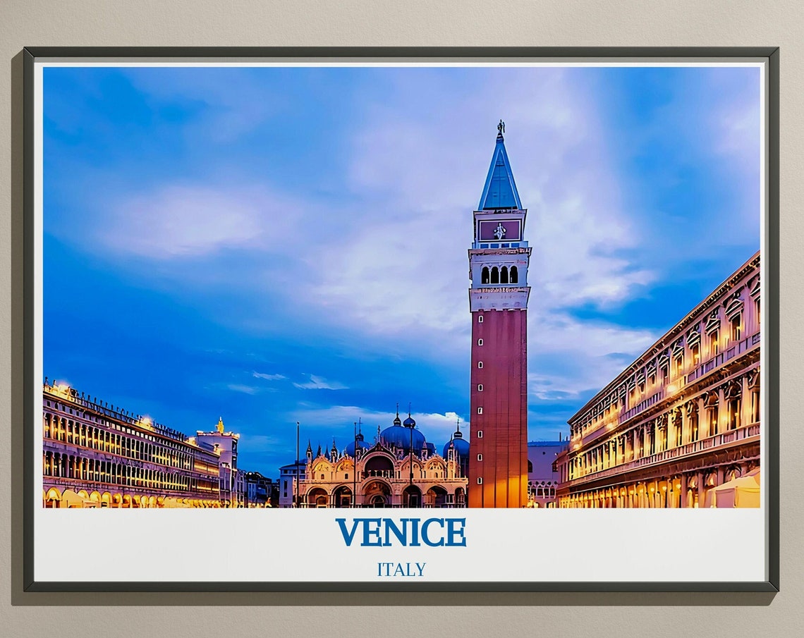 Venice St Marks Square Campanile Twilight Italy Landmark Poster