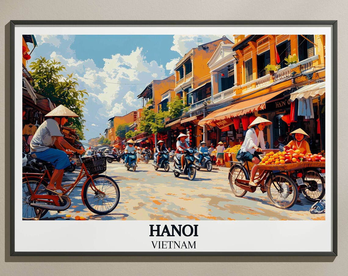 Hanoi Vietnam Old Quarter Street Market Bustling Life Poster