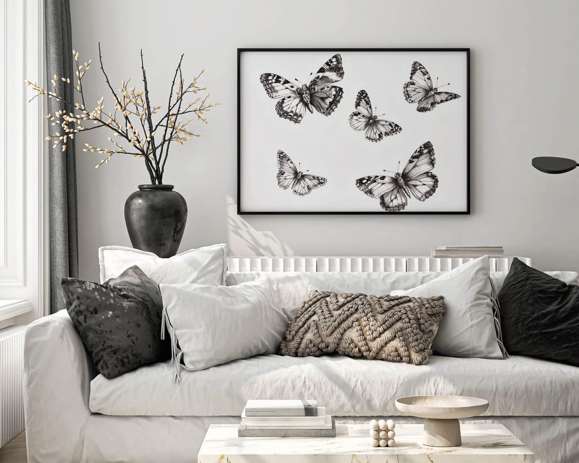 Five Monochrome Butterflies in a Vintage Natural History Sketch Poster - Image 6