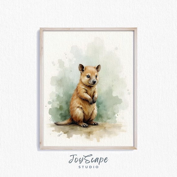 Baby Wombat Nursery Watercolor Wall Art Adorable Wildlife Animal