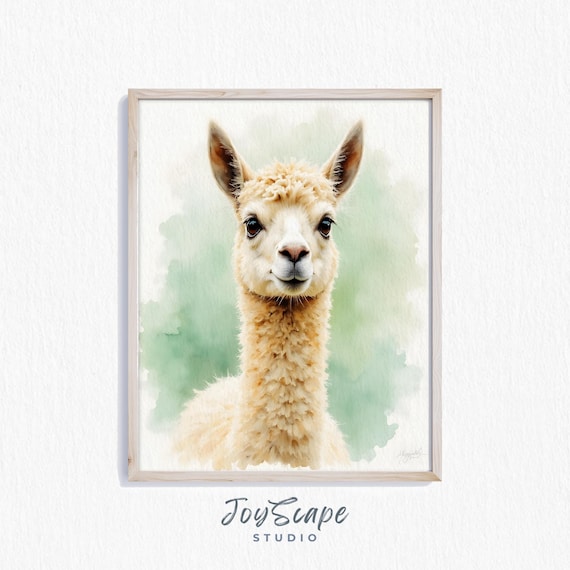 Alpaca Nursery Wall Art Cute Animal Print Rustic Farmhouse Decor Earthy Portrait For Kids Room Decoration 356