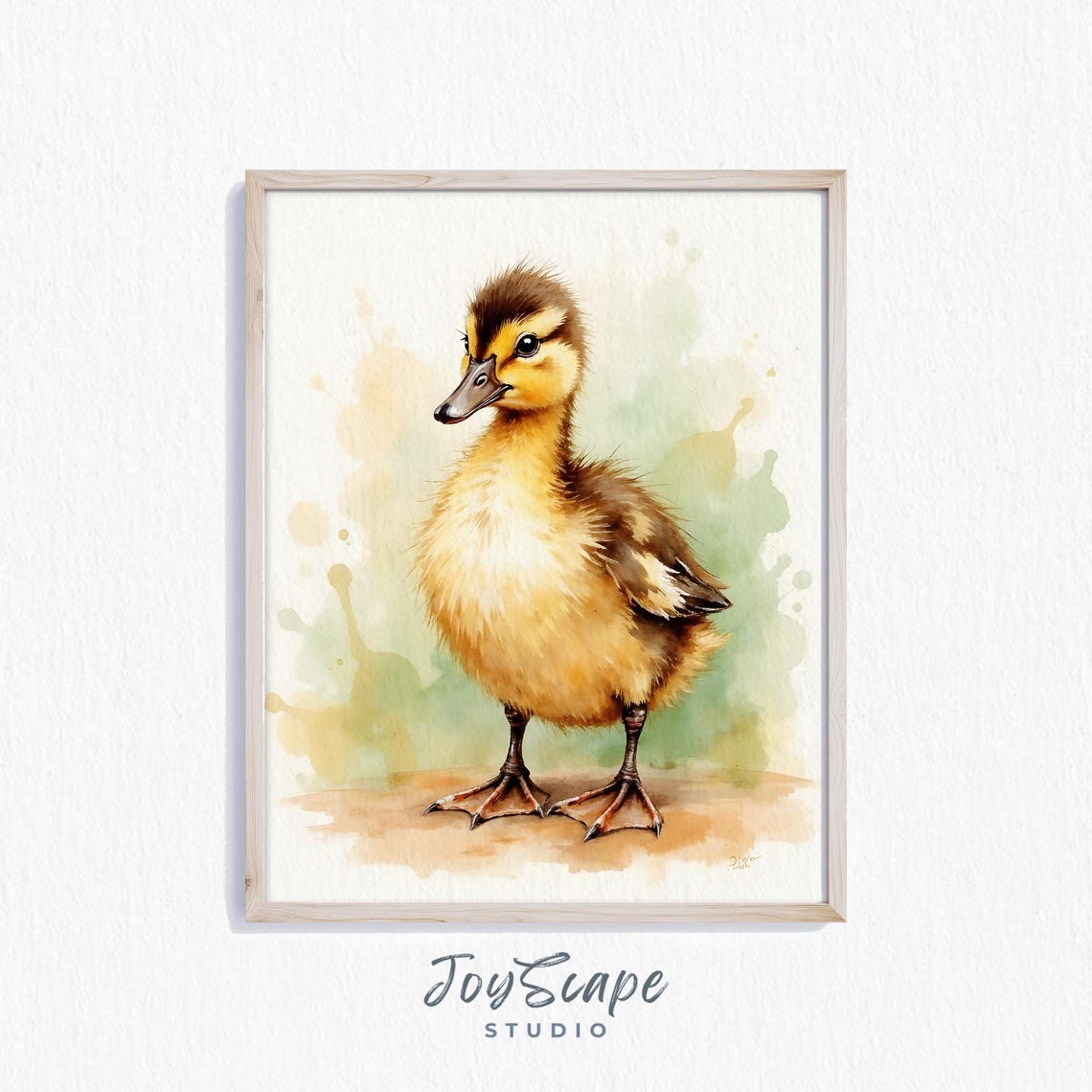 Rouen Duckling Watercolor Standing Brown Baby Duck Farm Poster