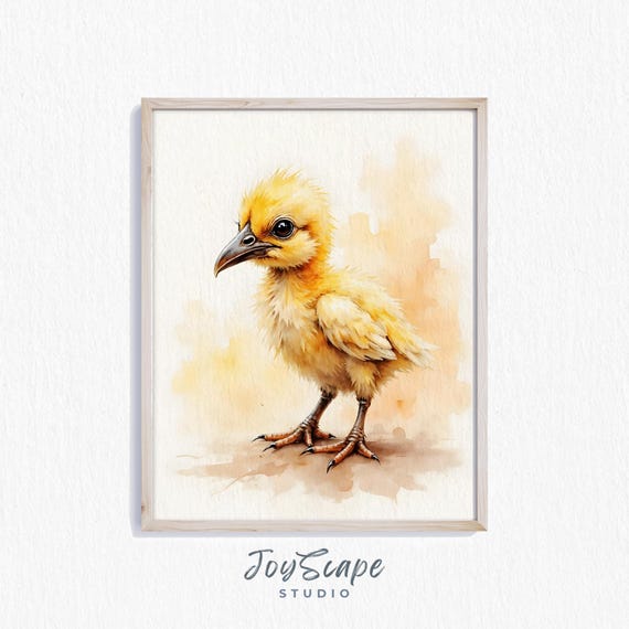 Baby Hornbill Chick Nursery Wall Art Adorable Bird Rustic