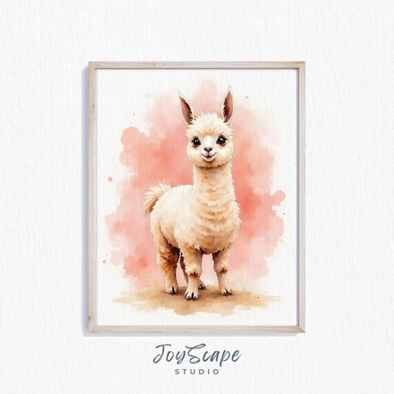 Baby Llama Nursery Wall Art Adorable Cria Cute Animal Print For Kids Room Decor Watercolor 416