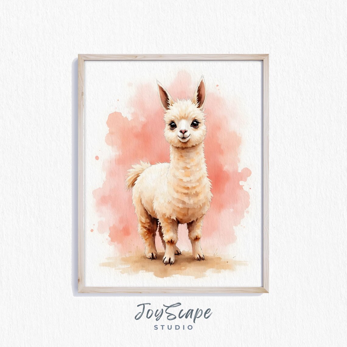 Baby Llama Cria Watercolor Fluffy Cute Farm Nursery Animal Art Print