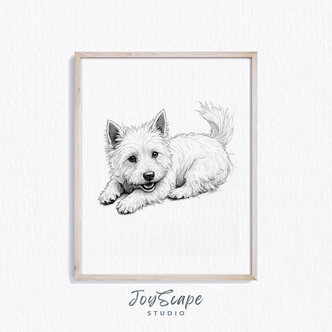 West Highland White Terrier Smiling Sketch Black White Dog Poster