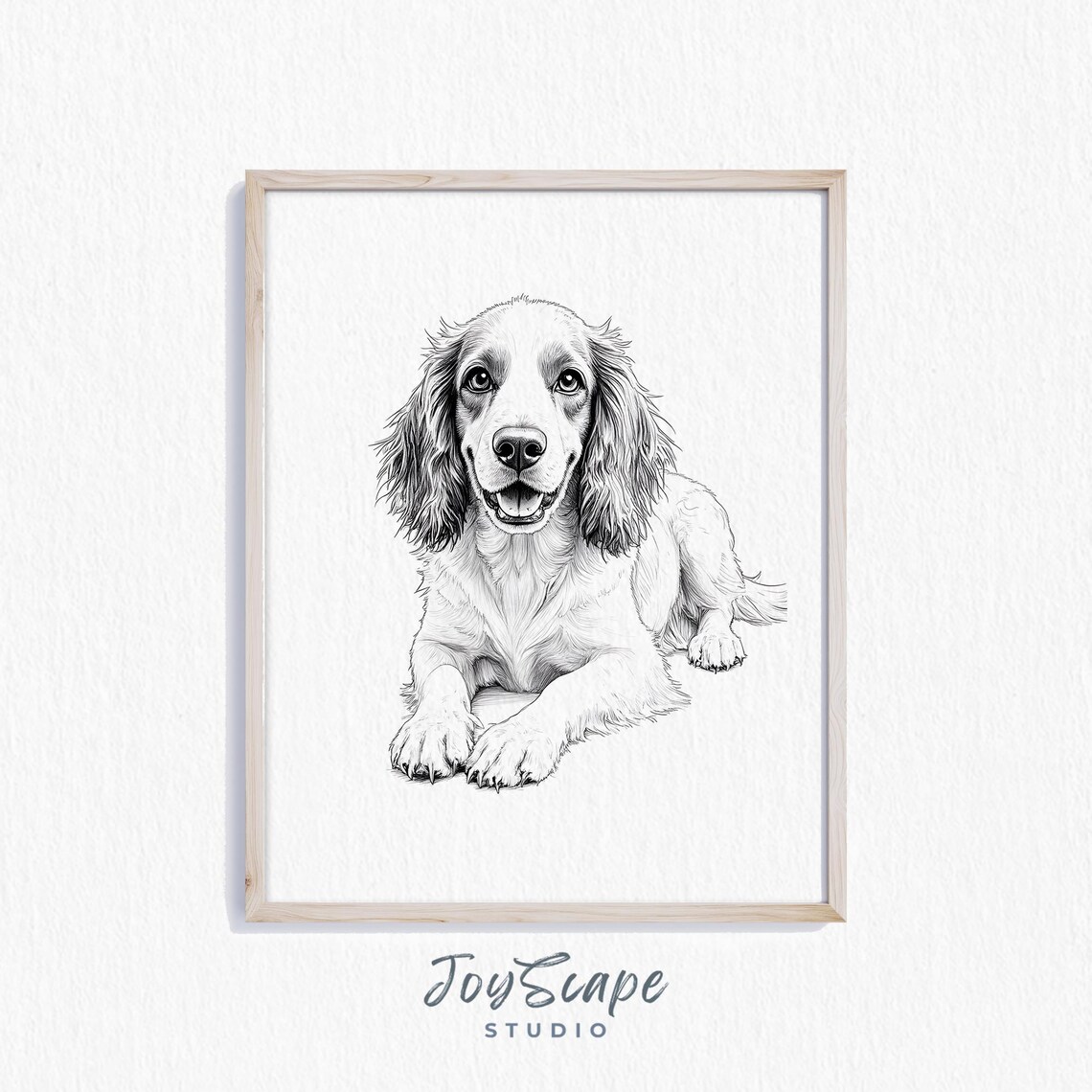 English Springer Spaniel Sketch Black And White Dog Portrait Poster