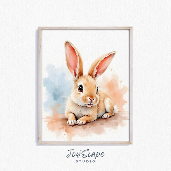 Sweet Baby Bunny Watercolor Cute Rabbit Kids Nursery Wall Art