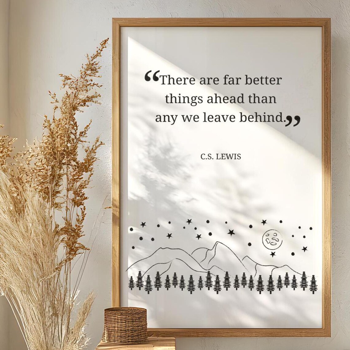 CS Lewis There Are Far Better Things Ahead Mountain Scene Quote Poster - Image 6