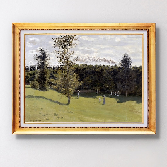 Claude Monet Train In The Countryside 1870 Meadow Figures Wall Art