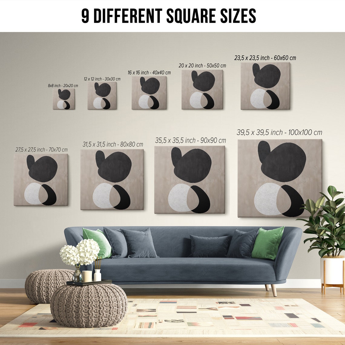 Beige Black White Organic Shapes Minimalist Modern Abstract Wall Art - Image 2