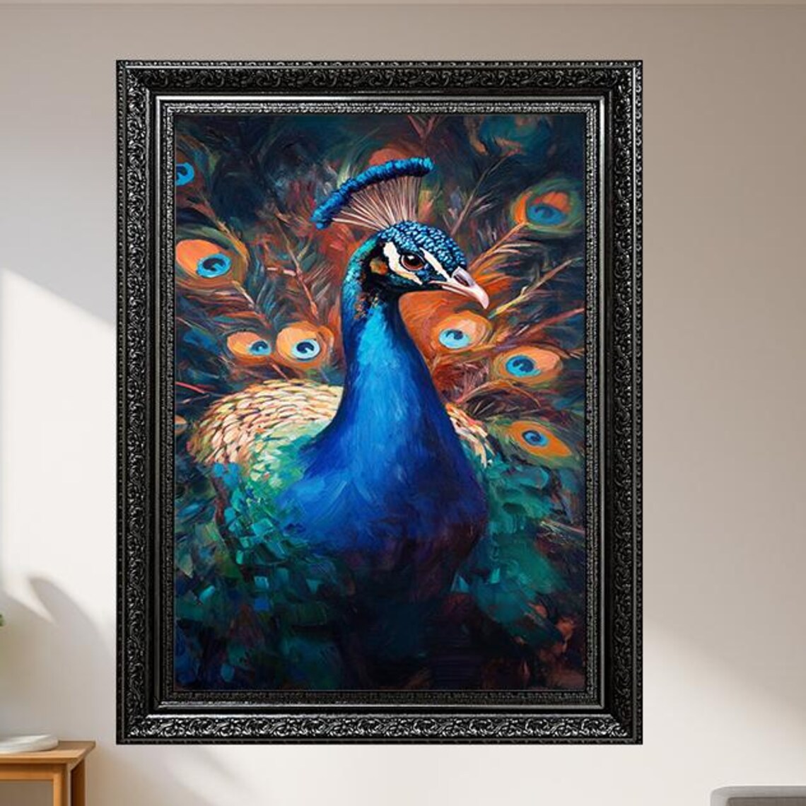 Majestic Peacock Colorful Feather Display Bold Portrait Poster