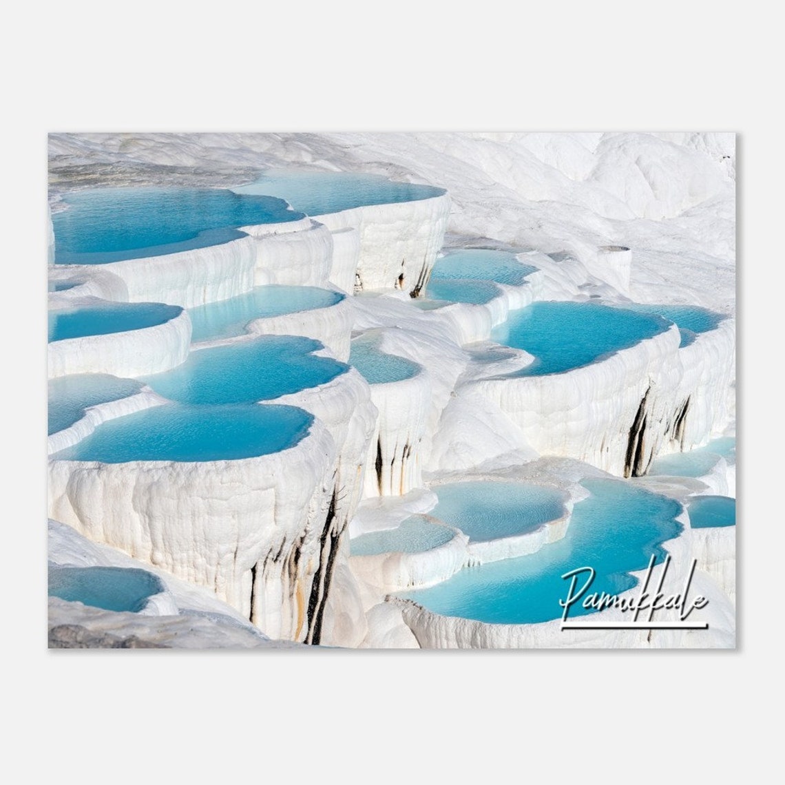 Pamukkale White Travertine Pools Blue Thermal Water Turkey Poster