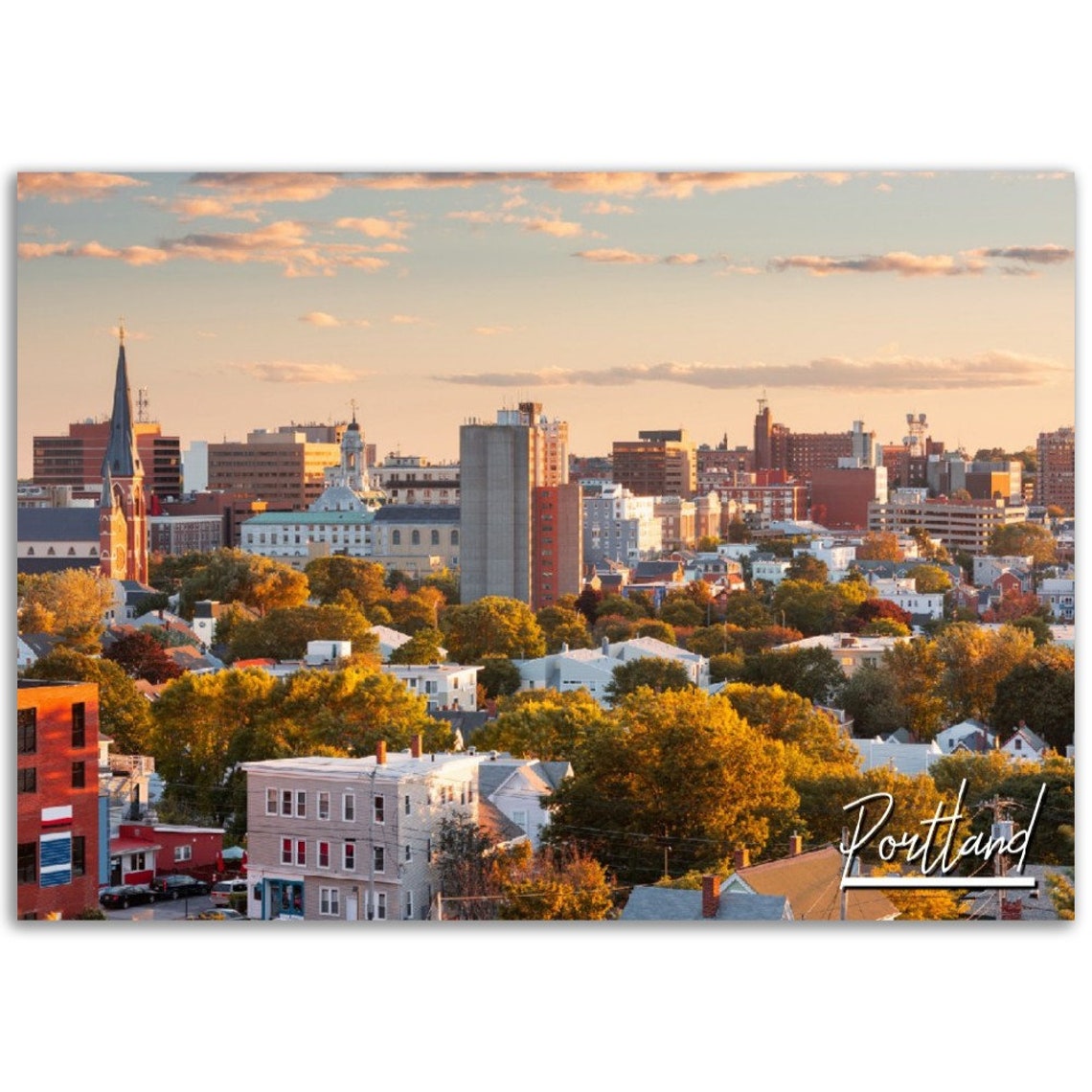 Portland Maine Skyline Poster Print Travel Home Decor