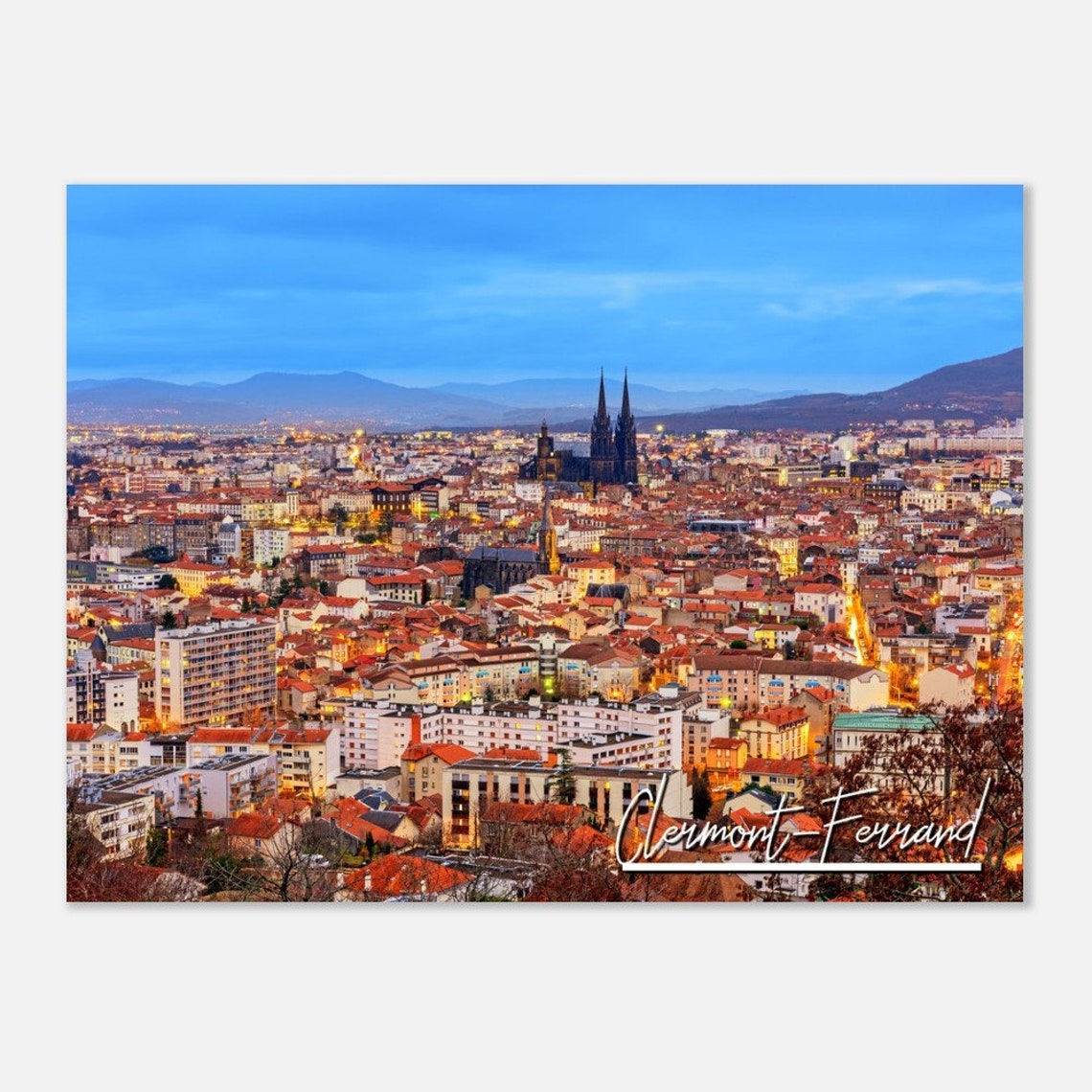 Clermontferrand France Skyline Poster Auvergne Travel Art