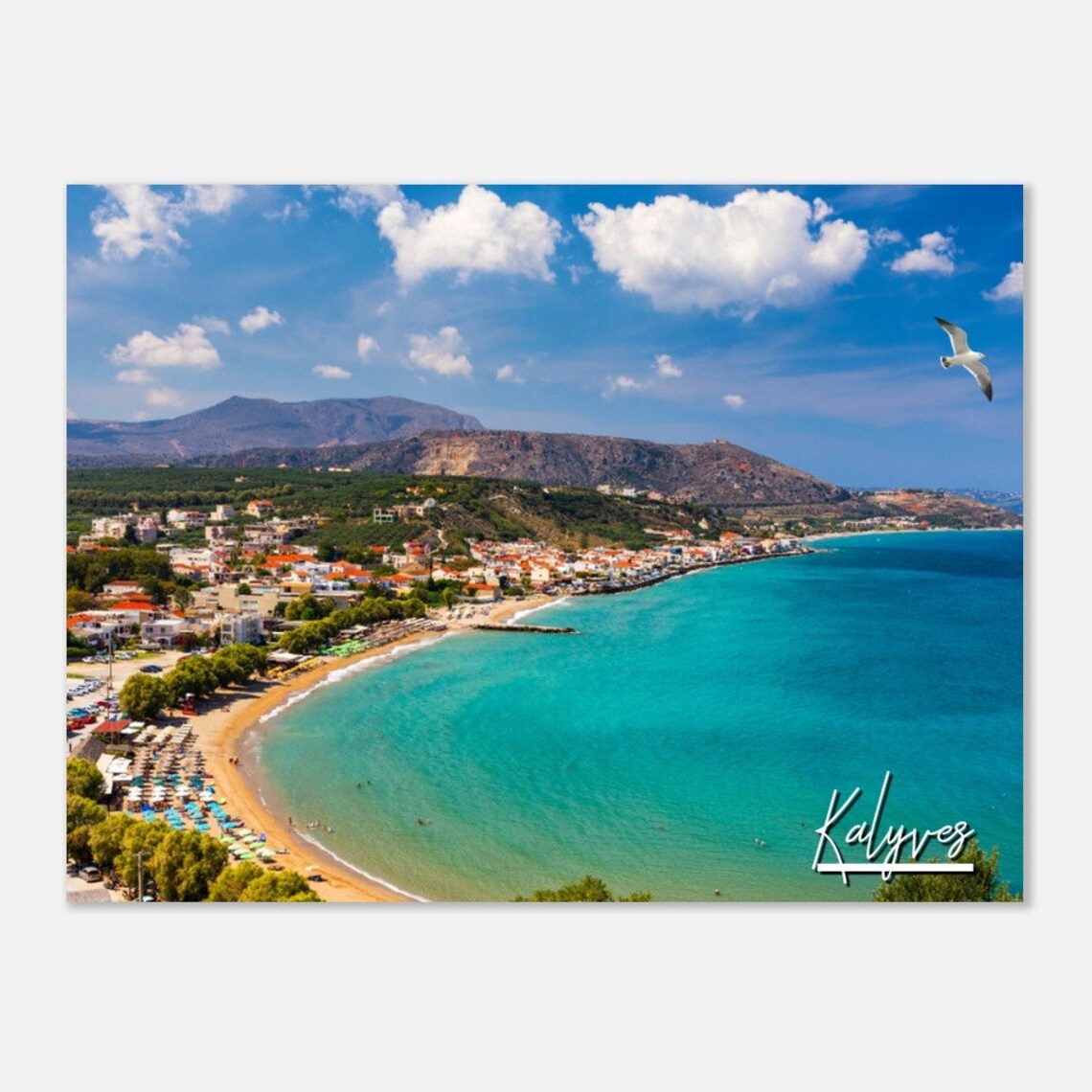 Kalyves Crete Coastline Poster with Turquoise Beach Photography