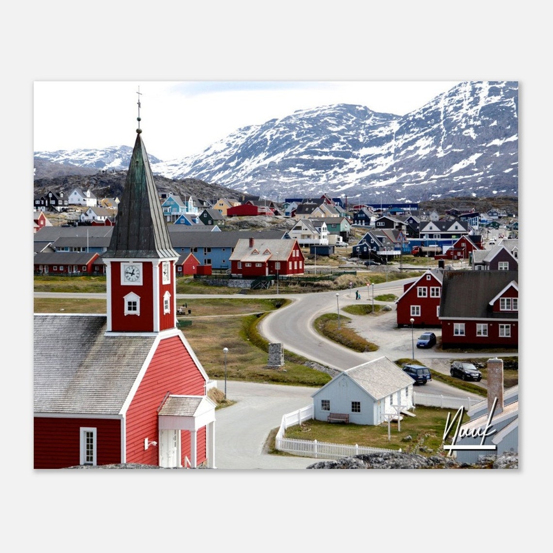 Nuuk Greenland Print Church Mountain Landscape