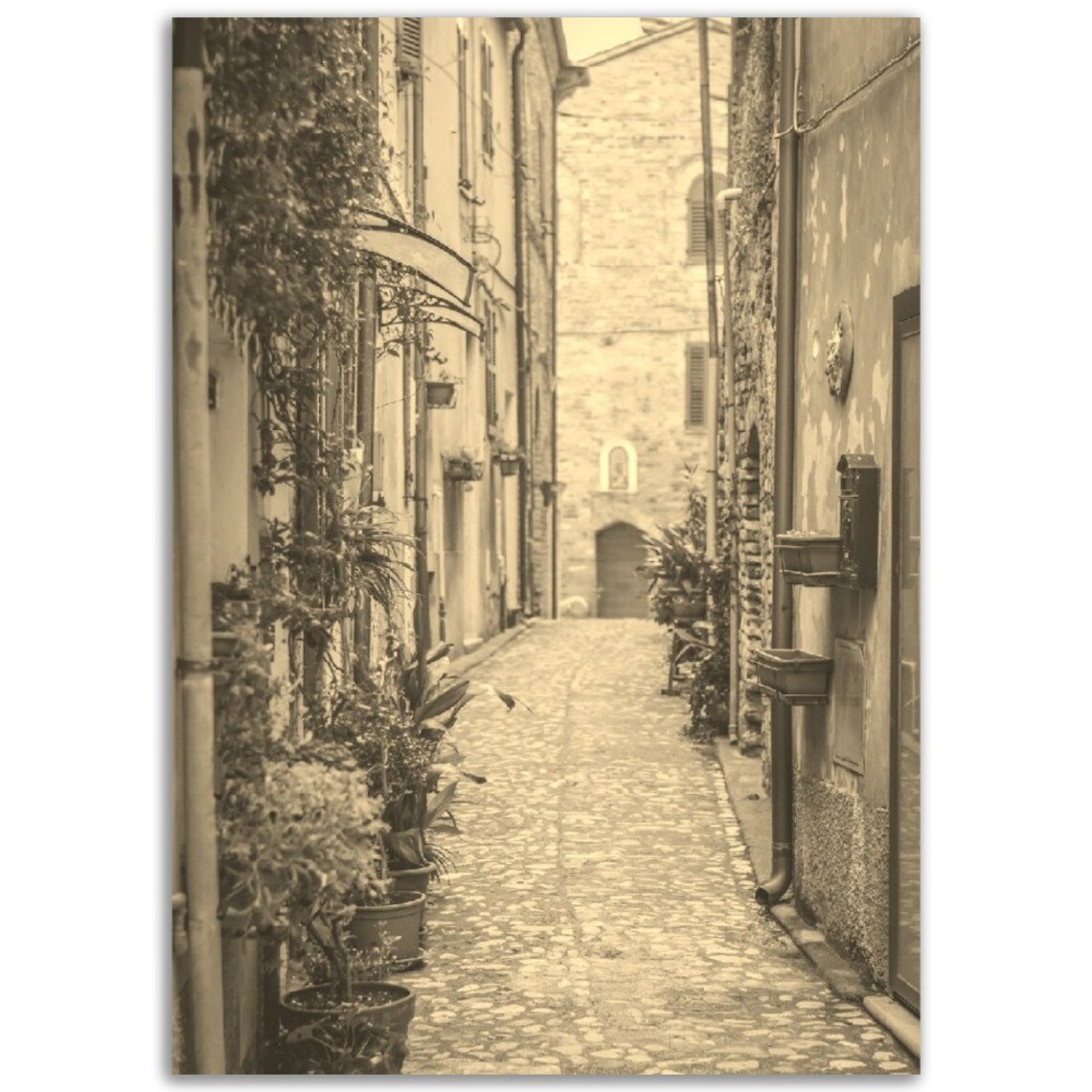 Ascoli Piceno Italy Cobblestone Alley Vintage Sepia Photo Poster