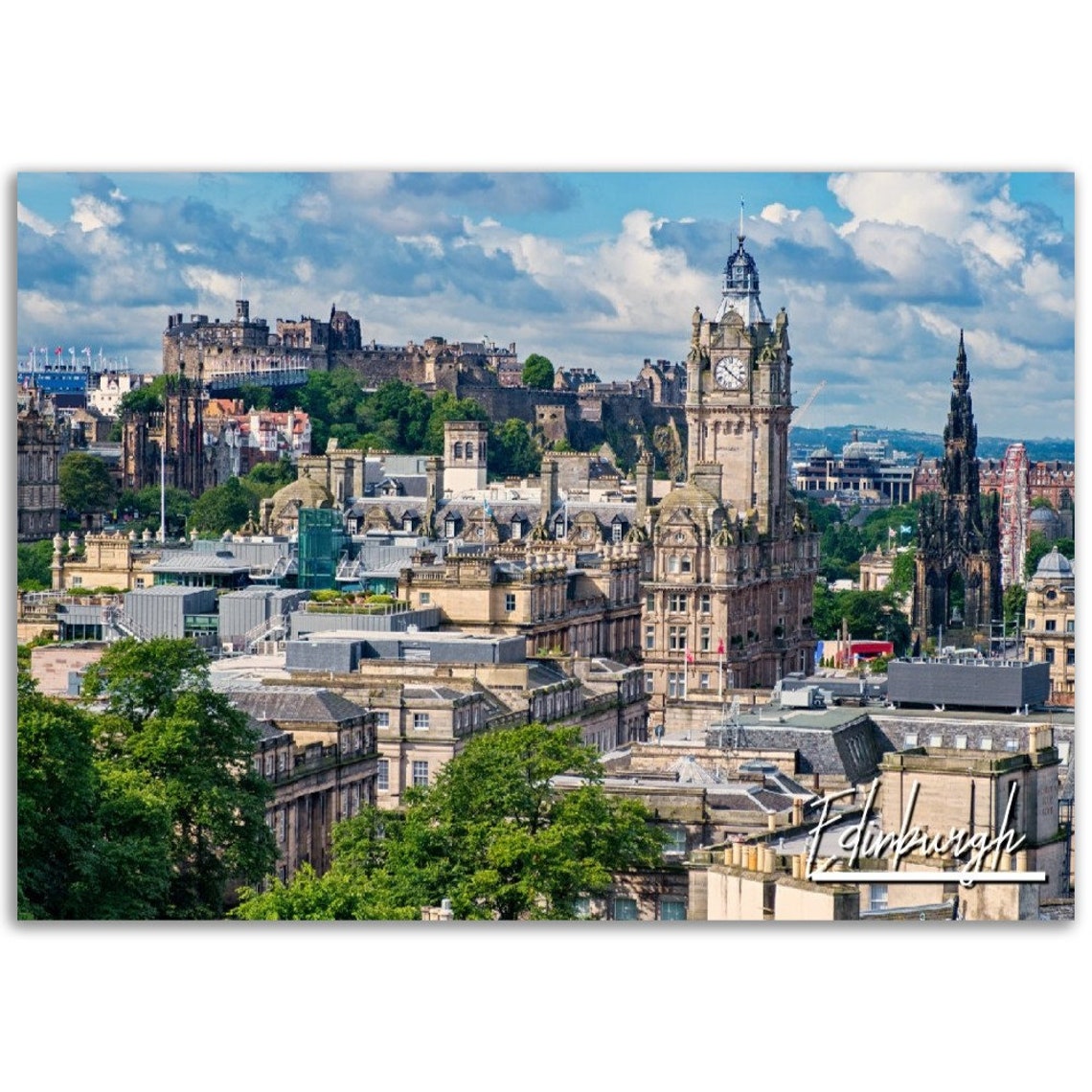 Edinburgh Scotland Castle Cityscape Skyline Travel Photography Poster