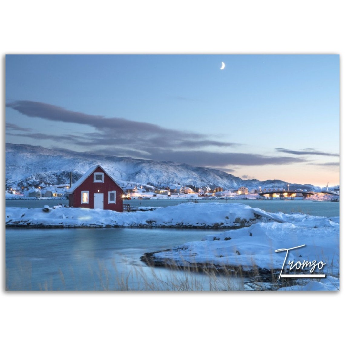 Tromso Norway Winter Arctic Cabin Snow Landscape Photo Poster