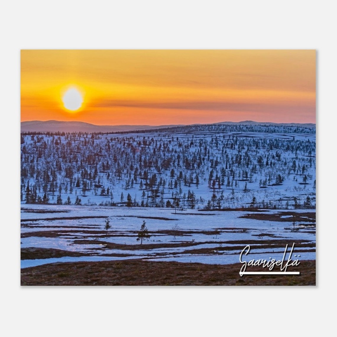 Saariselka Sunset Over Snowy Arctic Fells Finland Winter Travel Poster