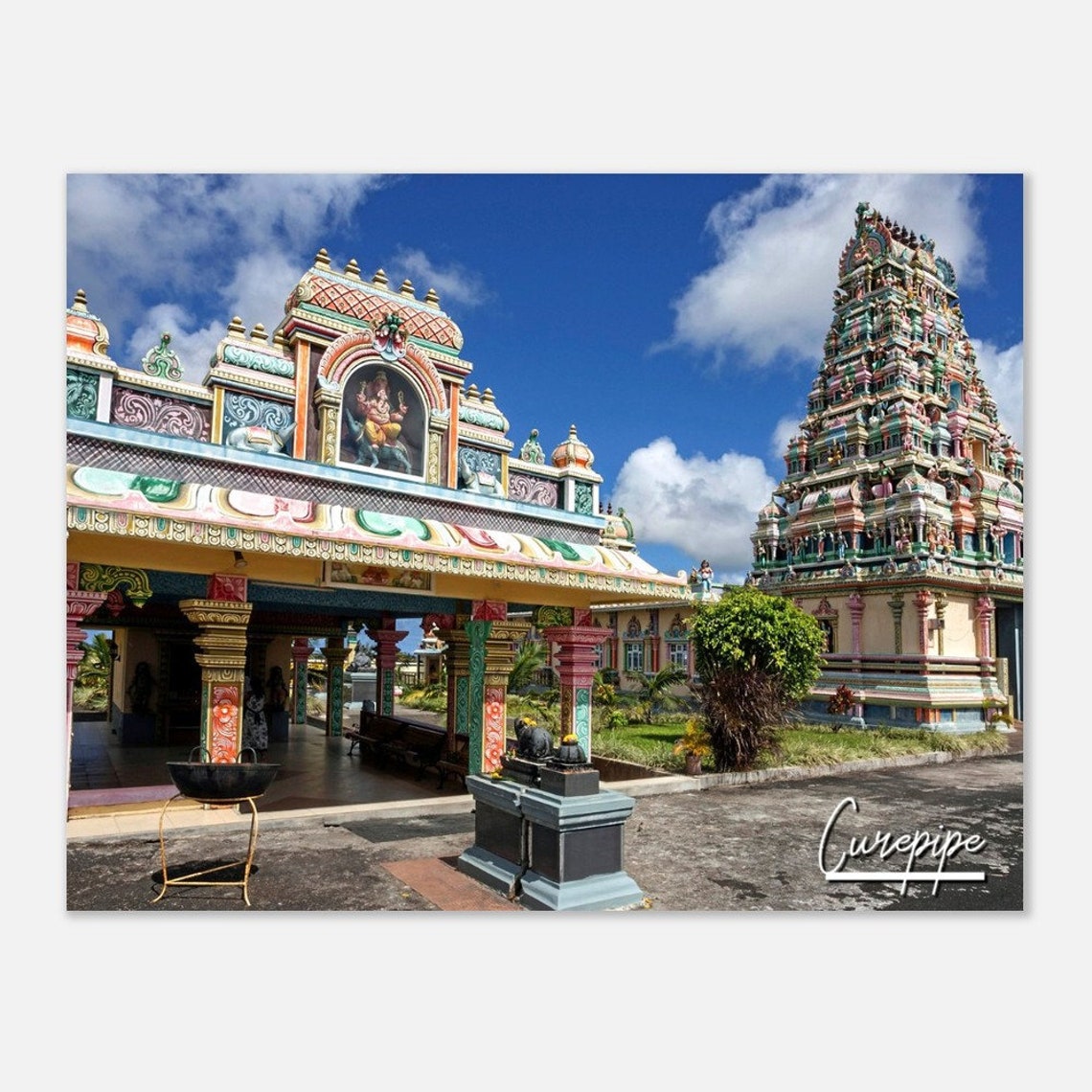 Curepipe Mauritius Colorful Hindu Temple Architecture Travel Poster