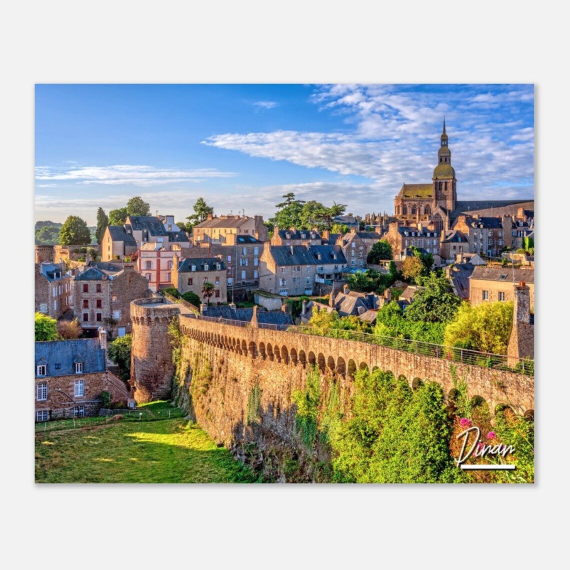Dinan France Medieval Walled Town Riverside Travel Photography Poster