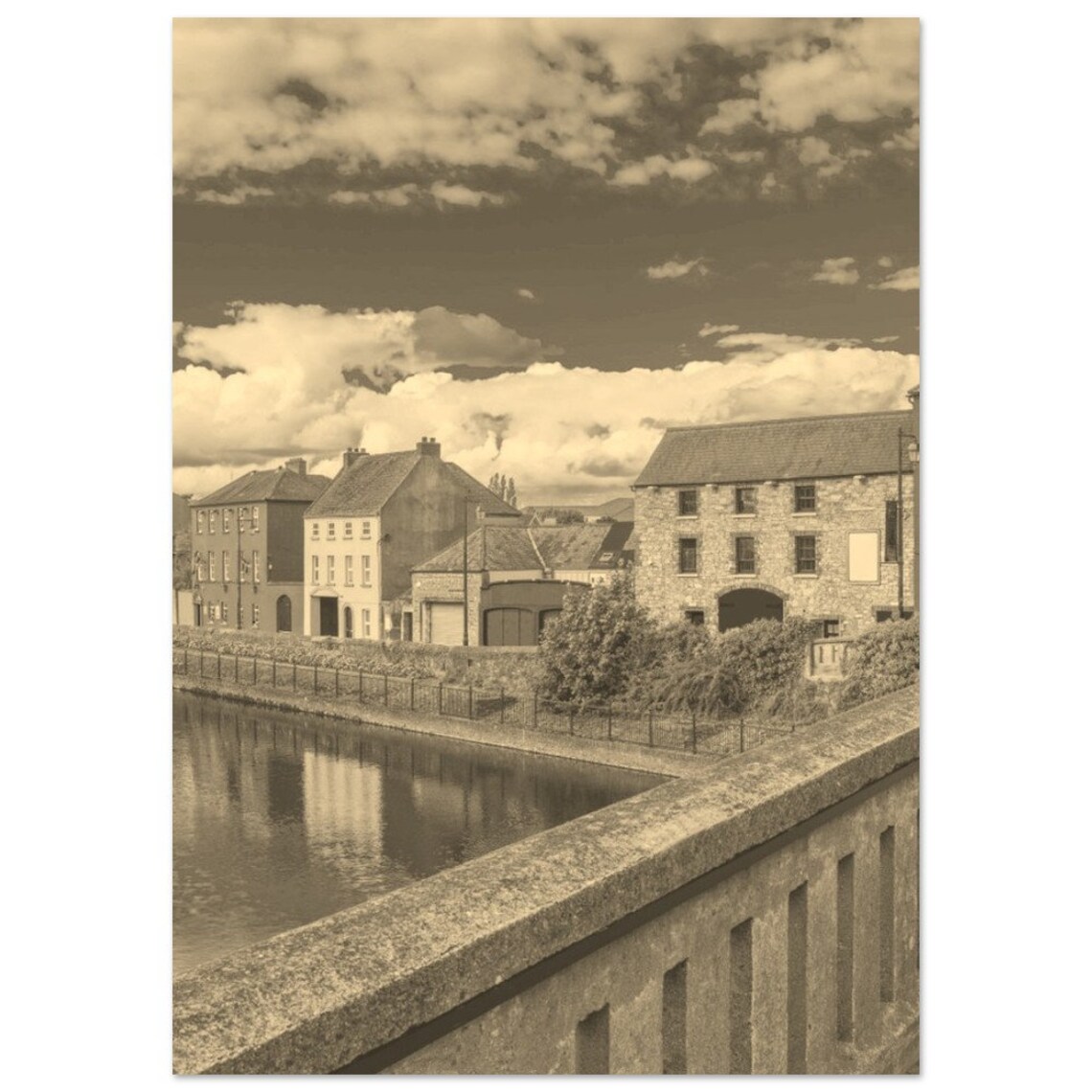 Kilkenny Ireland Vintage Sepia Riverside Old Town View Photo Poster