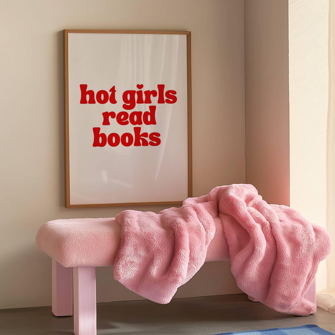 Hot Girls Read Books Red Retro Typography Poster Book Lover Gift - Image 3