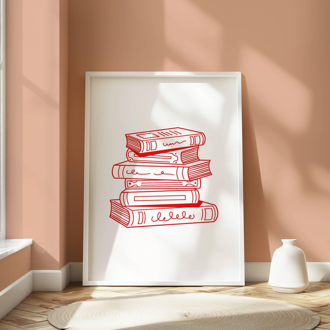 Book Stack Reading Poster, Book Lover Decor - Image 5
