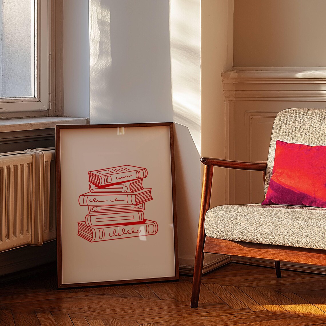 Book Stack Reading Poster, Book Lover Decor - Image 2