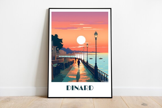 Handmade Dinard Travel Poster For Vintage Art Lovers Brittany Gift Wall Decor Print Artwork Personalized Custom