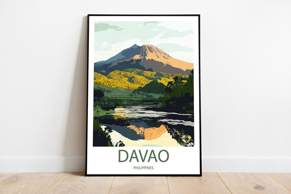 Handmade Davao Philippines Poster Wall Art Modern Travel Framed Birthday Home Made Decor Gift Vector Illustration Print Custom