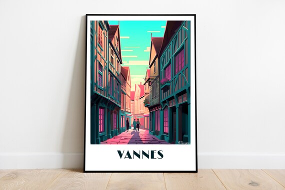Handmade Vannes Travel Poster For Vintage Art Lovers Brittany Gift Wall Decor Print Artwork Personalized Custom