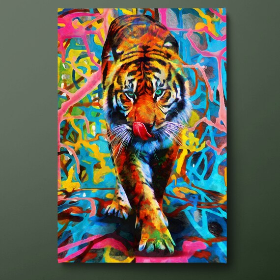 Colorful Graffiti Tiger Pop Art Portrait Wildlife Painting Wall Art